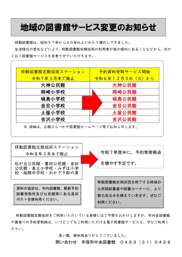 あおぞら号の定期巡回は終了します